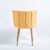 Modern YELLOW dining chair(set of 2 ) with iron tube wood color legs, shorthair cushions and comfortable backrest, suitable for dining room