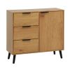 Storage Cabinet with 3 Drawers & Adjustable Shelf, Mid Century Cabinet with Door, Accent Cabinet for Living Room, Home Office, Entryway