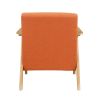 Modern Home Furniture Orange Color Fabric Upholstered 1pc Accent Chair Cushion Back and Seat Natural Finish Solid Rubberwood