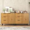 Storage Cabinet with 3 Drawers & Adjustable Shelf, Mid Century Cabinet with Door, Accent Cabinet for Living Room, Home Office, Entryway
