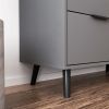 Storage Cabinet with 3 Drawers & Adjustable Shelf, Mid Century Cabinet with Door, Accent Cabinet for Living Room, Home Office, Entryway, Gray