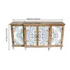4-Door Hollow-Carved Accent Cabinet, Distressed Wood Storage Cabinet Cupboard with Adjustable Shelves,Unique Design for Kitchen, Dining Room