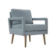 Mid-Century Armchair , 2pcs, Accent Chair with Wood Legs & Soft Cushion for Living Room, Bedroom, Home Office, Study, Dim Grey
