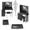 41" Large Size Left Bedside Cabinet Vanity Table+Cushioned Stool Dresser Set, 2 AC+2 USB Power Station, Hair Dryer Stand