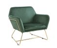 Keira 29.5" Green Velvet Accent Chair with Metal Base