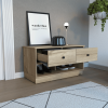 Uranus Storage Bench, Two Drawers, Two Open Shelves, Light Oak