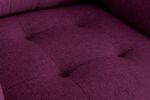 Victoria 33.5" Purple Linen Fabric Armchair with Metal Legs, Side Pockets, and Pillow