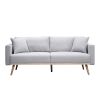 Easton 32.5" Light Gray Linen Fabric Chair with USB Charging Ports Pockets & Pillows