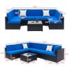 Fully Equipped Weaving Rattan Sofa Set with 2pcs Middle Sofas & 4pcs Single Sofas & 1 pc Coffee Table Black Embossed - Woven Rattan