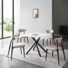 Modern Dining Chairs Set of 2, Curved Backrest Round Upholstered and Metal Frame, Light Grey