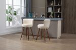 COOLMORE Counter Height Bar Stools Set of 2 for Kitchen Counter Solid Wood Legs with a fixed height of 360 degrees