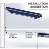 Outsunny 13' x 10' Electric Awning with LED Lights, Retractable Awning, UV40+ Sun Shade Shelter with Remote Controller and Crank Handle for Deck