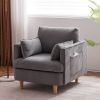 29.5 "W Modern Fabric Decorative Chair Armchair Upholstered Reading Chair Single Sofa Casual Club Chair with Solid Wooden Feet and 2 Pillow