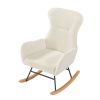 off white teddy fabric rocking chair