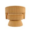 Modern Luxurious Swivel Accent Chair Yellow Soft Corduroy Upholstery Plush Seating Solid Wood Stylish Home Furniture 1pc