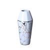 White Ceramic Vase with Gold Organic Accent Design - Elegant and Versatile Home Decor