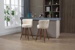 COOLMORE Counter Height Bar Stools Set of 2 for Kitchen Counter Solid Wood Legs with a fixed height of 360 degrees