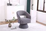 Swivel Accent Chair Armchair, Round Barrel Chair in Fabric for Living Room Bedroom, Grey