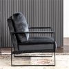 Mid Century Modern Accent Chair with Square Metal Frame and Plush Velvet Upholstery, Durable Armchair for Living Room, Bedroom, Home Office - Black