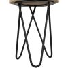 12" Acacia Wood End/Side Table, Living Room Accent Stool, Iron Hairpin Legs, Home D√©cor, Brown/Black