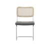Set of 4, Leather Dining Chair with High-Density Sponge, Rattan Chair for Dining room, Living room, Bedroom, Gray