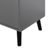Storage Cabinet with 3 Drawers & Adjustable Shelf, Mid Century Cabinet with Door, Accent Cabinet for Living Room, Home Office, Entryway, Gray