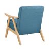 Modern Home Furniture Blue Fabric Upholstered 1pc Accent Chair Cushion Back and Seat Natural Finish Solid Rubberwood