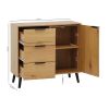 Storage Cabinet with 3 Drawers & Adjustable Shelf, Mid Century Cabinet with Door, Accent Cabinet for Living Room, Home Office, Entryway