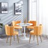 Modern YELLOW dining chair(set of 2 ) with iron tube wood color legs, shorthair cushions and comfortable backrest, suitable for dining room
