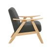 Modern Home Furniture Dark Gray Fabric Upholstered 1pc Accent Chair Cushion Back and Seat Natural Finish Solid Rubberwood