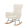 off white teddy fabric rocking chair