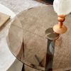 End Table Glass Top Side/End Drink Table - Tall Modern Round Accent Metal Nightstand Furniture for Living Room, Dorm, Home Office