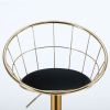 Black velvet bar chair, pure gold plated, unique design,360 degree rotation, adjustable height,Suitable for dinning room and bar,set of 2