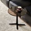 End Table Glass Top Side/End Drink Table - Tall Modern Round Accent Metal Nightstand Furniture for Living Room, Dorm, Home Office