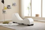 Factory Direct Yoga Chaise Lounge Collection for Stretching & Relaxation Modern Faux Leather Curved Sofa, Modern Faux Leather Curved Sofa