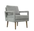 Mid-Century Armchair , 2pcs, Accent Chair with Wood Legs & Soft Cushion for Living Room, Bedroom, Home Office, Study, Grey