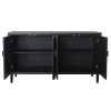 Wooden Storage Cabinet with 4 Doors, Modern Black Accent Cabinet, Free Standing Cabinet, Wooden Buffet Sideboards for Bedroom, Kitchen,Home Office