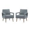 Mid-Century Armchair , 2pcs, Accent Chair with Wood Legs & Soft Cushion for Living Room, Bedroom, Home Office, Study, Dim Grey