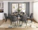 Modern Design Home Furniture Chairs Set of 2, Charcoal-hued Velvet Upholstery Channel Tufting Black Metal Legs with Gold-Finish Accent