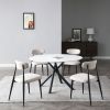 Modern Dining Chairs Set of 2, Curved Backrest Round Upholstered and Metal Frame, Light Grey