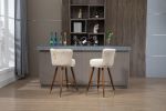 COOLMORE Counter Height Bar Stools Set of 2 for Kitchen Counter Solid Wood Legs with a fixed height of 360 degrees