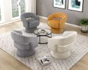 Modern Luxurious Swivel Accent Chair Yellow Soft Corduroy Upholstery Plush Seating Solid Wood Stylish Home Furniture 1pc