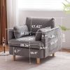 29.5 "W Modern Fabric Decorative Chair Armchair Upholstered Reading Chair Single Sofa Casual Club Chair with Solid Wooden Feet and 2 Pillow
