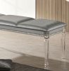 Antique Classic Silver 1pc Bench Only Contemporary Solid wood Acrylic Legs Crystal And Mirror Accent