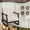 Outdoor Wood Rocking Chair with Detachable Washable Cushions, Patio Rocker with Inclined Backrest