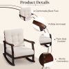 Outdoor Wood Rocking Chair with Detachable Washable Cushions, Patio Rocker with Inclined Backrest
