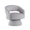 Modern Luxurious Swivel Accent Chair Gray Soft Corduroy Upholstery Plush Seating Solid Wood Stylish Home Furniture 1pc