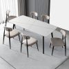 Modern Dining Chairs Set of 2, Curved Backrest Round Upholstered and Metal Frame, Light Grey