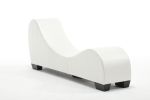 Factory Direct Yoga Chaise Lounge Collection for Stretching & Relaxation Modern Faux Leather Curved Sofa, Modern Faux Leather Curved Sofa