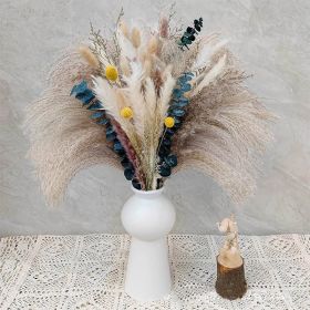 60/62/76/80/85/100pcs Boho Pampas Grass Bouquet Home Decor Floral Dried Flowers Wedding Arrangements Natural Reed Bunny Tails (Ships From: China, Color: 76pcs)